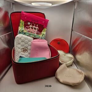 LOT OF 9 DESIGNER COSMETIC MAKEUP BEAUTY ZIP POUCHES BAGS + ESTEE LAUDER CASE